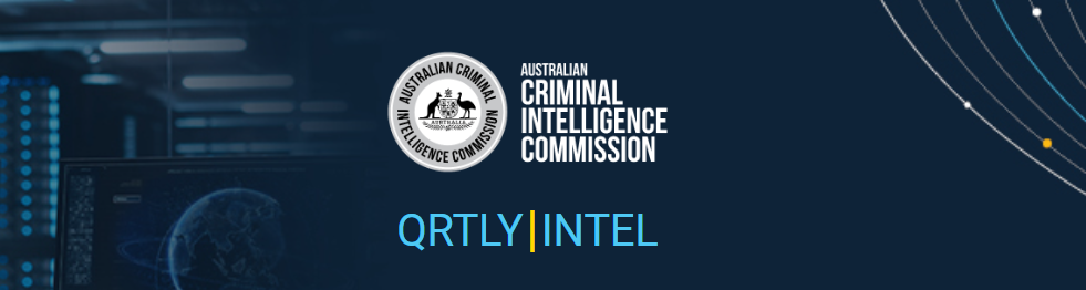 Australian Criminal Intelligence Commission, logo. Text reads Quarterly Intel.