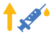 A yellow arrow showing an increase next to a stylised heroin icon